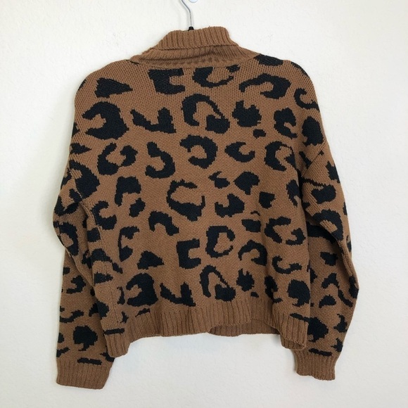 New Cotton Emporium Patterned Turtleneck Sweater in Brown Leopard - Picture 7 of 9